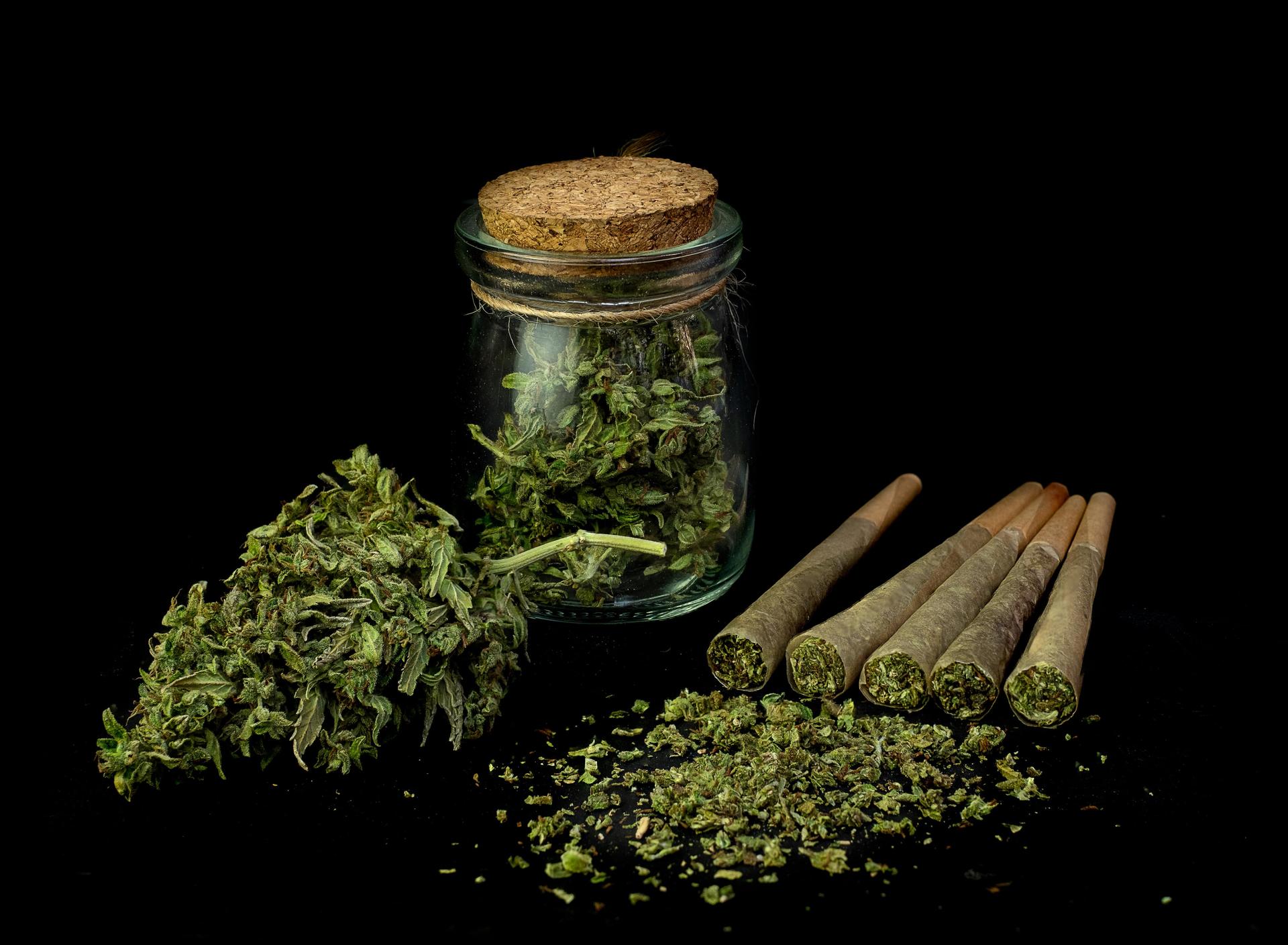 A Jar of Cannabis and Joints