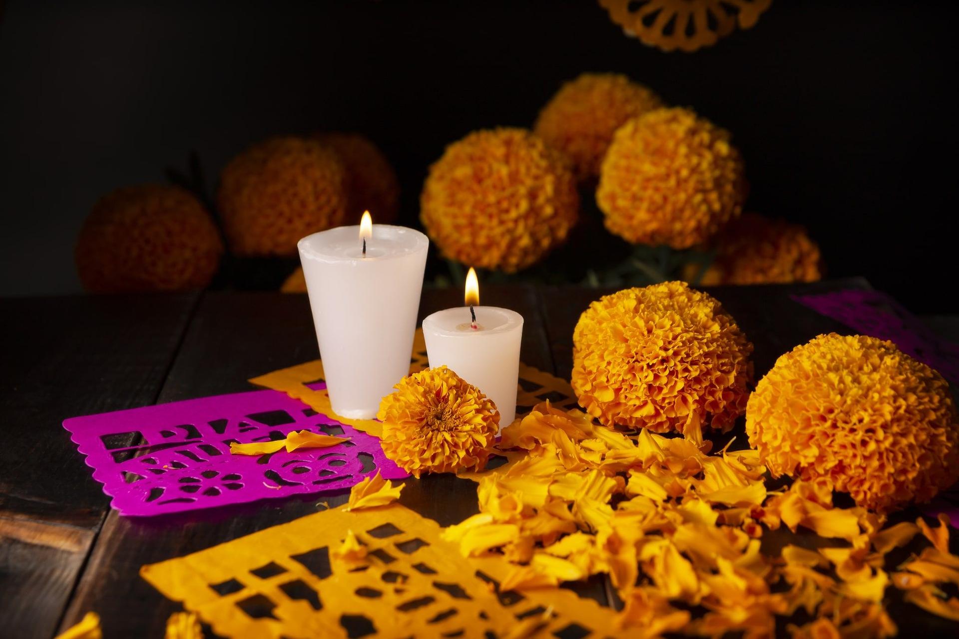 Marigold flowers used in Día de los Muertos celebration