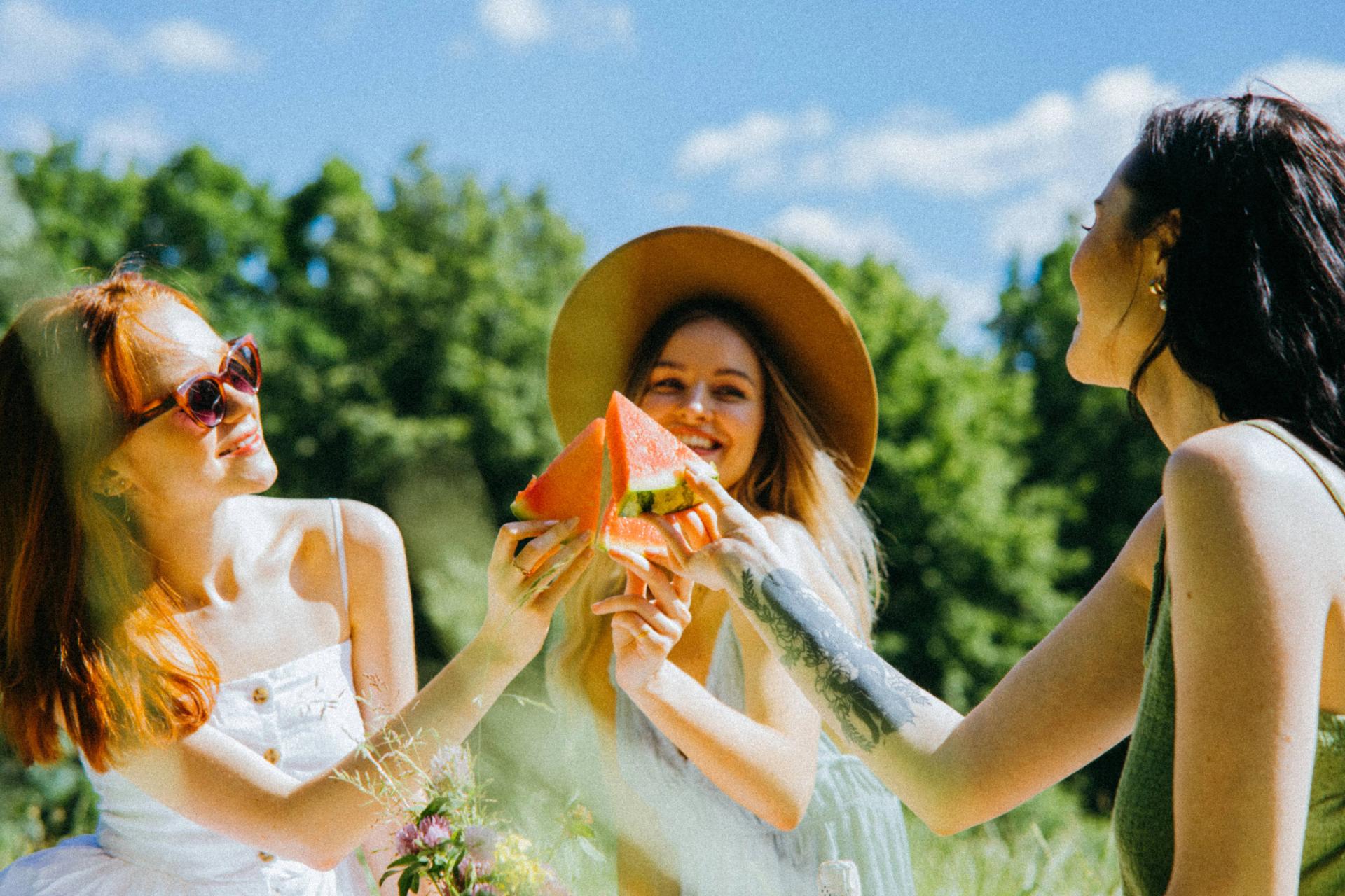 Happy Girls Eating Watermelon