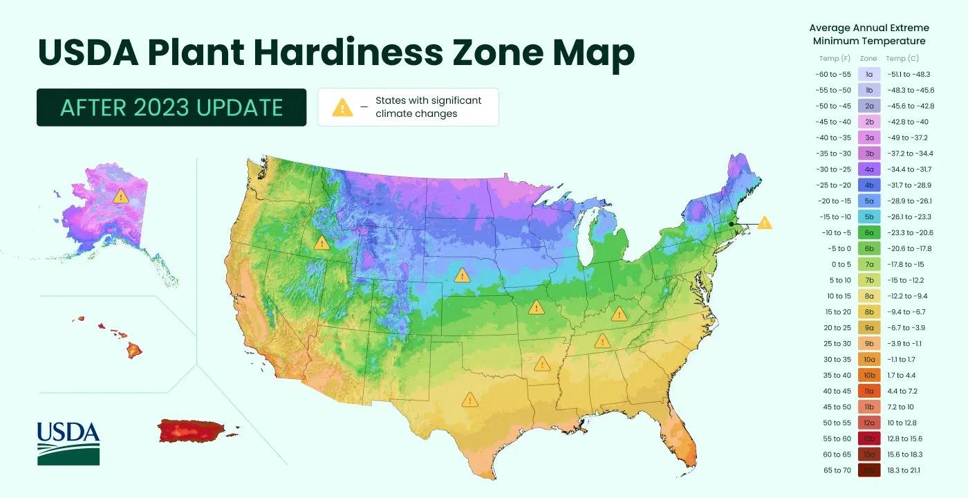 USDA Plant Hardiness Zones After