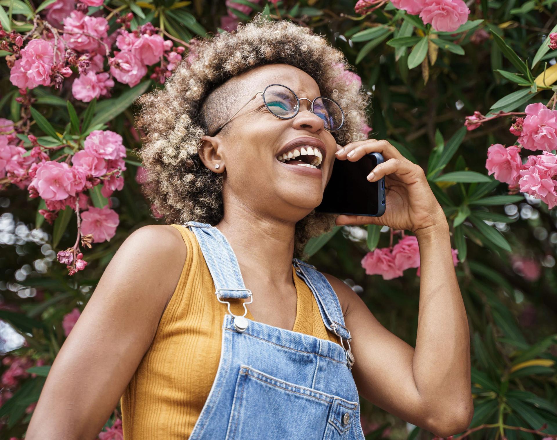 Black Woman Smiling In Garden