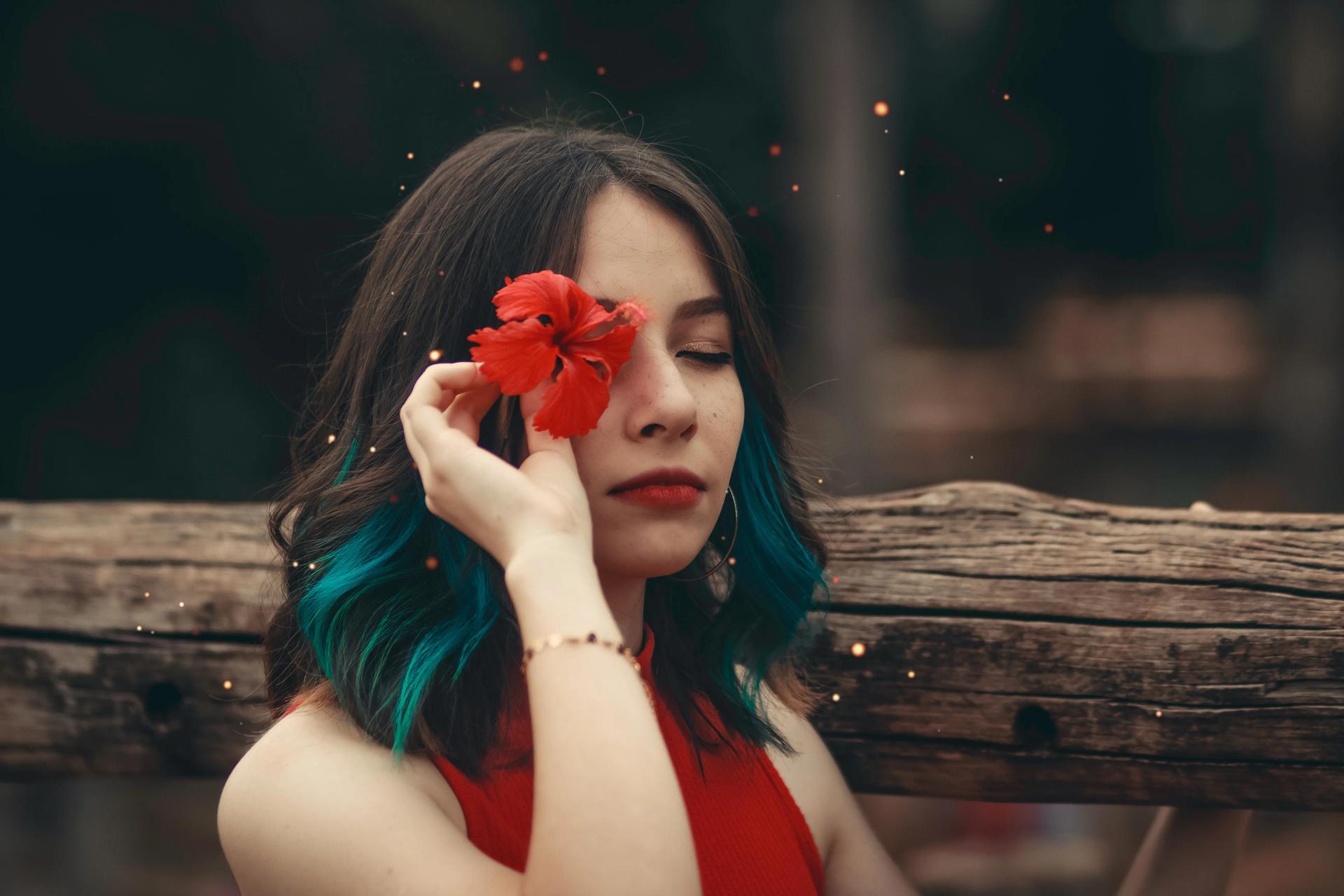 Red Flower and a Girl