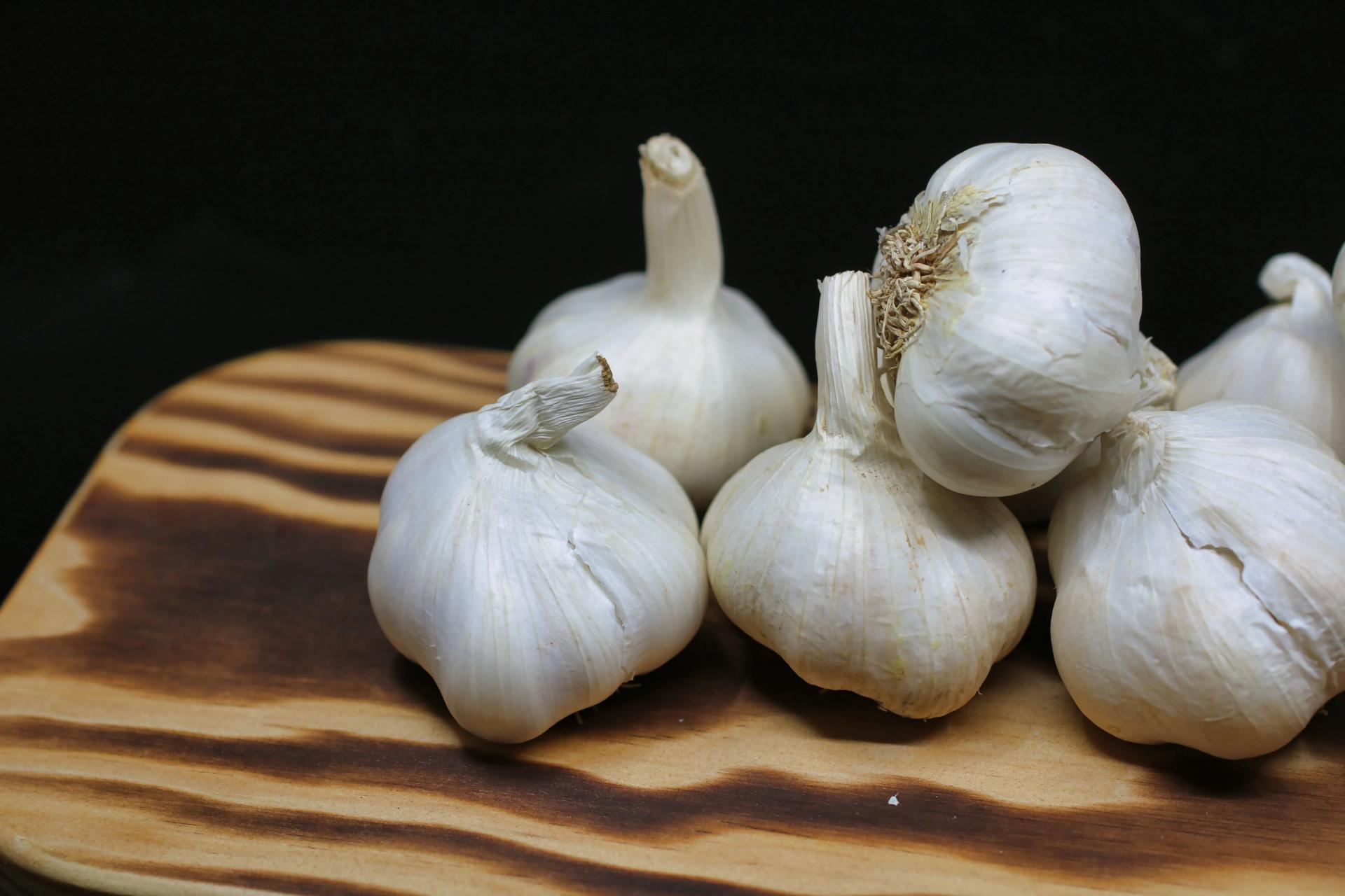 Garlic on the Wooden Board