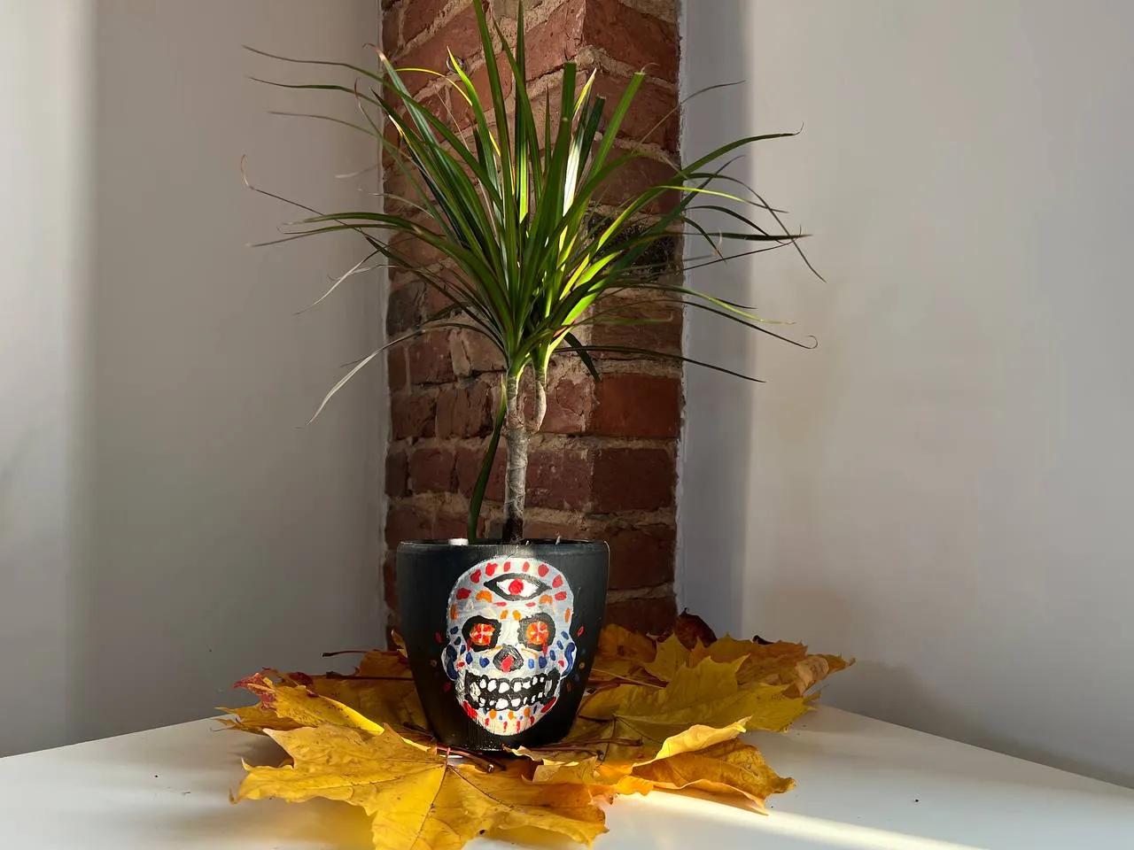 Day Of The Dead Skull Flower Pot